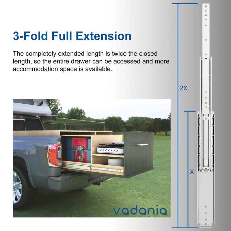 VADANIA 44" Industrial Grade Heavy Duty Drawer Slide Without Lock