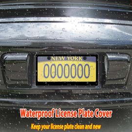BGGTMO Clear License Plate Covers- Black Car Tag Frame, Unbreakable Number Plate Protector with Screws Caps and Rattle Proof Pads, 2 Pack for Front Rear