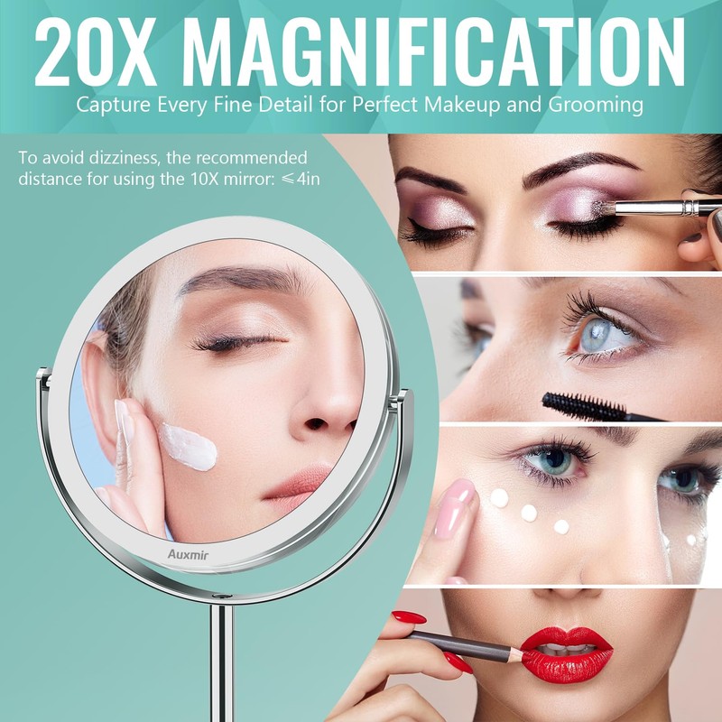 Auxmir Auxmir 20X Magnifying Makeup Mirror, Double Sided 1X/20X Magnifying