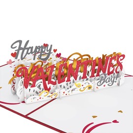 Lovepop Happy Valentine's Day Text Pop Up Card, 5” x 7” - 3D Valentine Greeting Cards, Pop Up Valentine's Cards, Romantic Card, Love Cards for Her