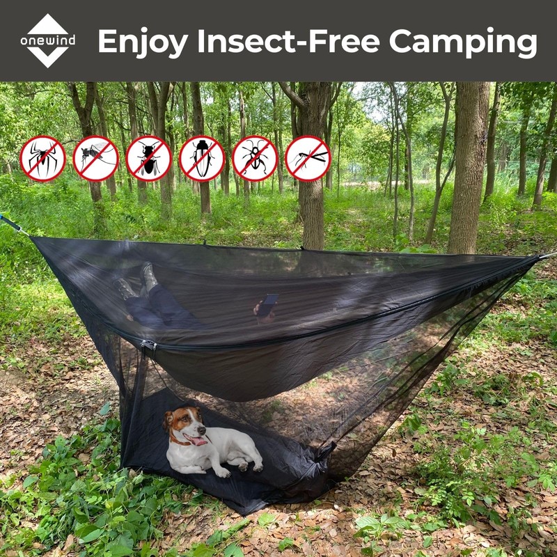 onewind Hammock Mosquito Net, Camping Hammock Bug Net with Zipper