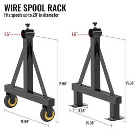 Wire Spool Rack Portable Cable Caddy Steel Wire Dispenser Rack Wire Spool Holder with Wheels for up to 28" Diameter Spools 220 Lbs Capacity (Black)