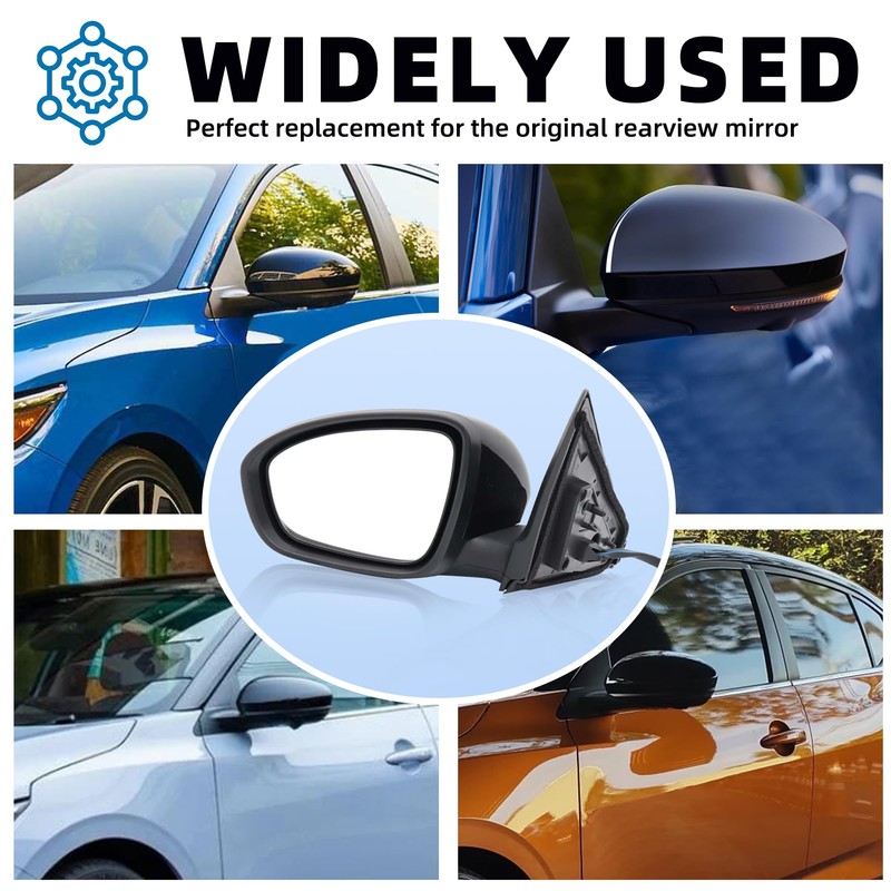 Black Left Driver Side Mirror Replacement For Nissan Sentra 2020