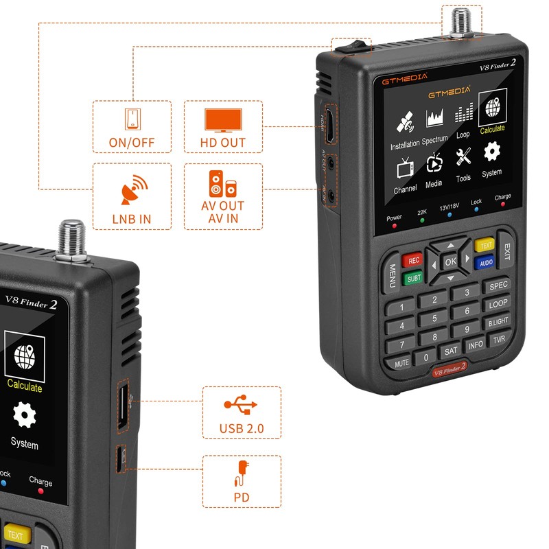 GT Media V8 Finder2 Satellite Finder Digital FTA DVB-S/S2/S2X Signal
