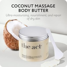 The Act Manteca Corporal De Coco Para Masajes - Orgánica Vegana Hidratante Con Aceite De Karité Aceite De Almendras Dulces Y Vitamina E - Ideal Para T