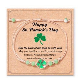 FYUKISS St Patricks Day Decorations, St Patricks Day Accessories, St Patricks Day Decor, St Patricks Day Accessories for Women, Clover Shamrock Charm Bracelet for St Patricks Day Gifts