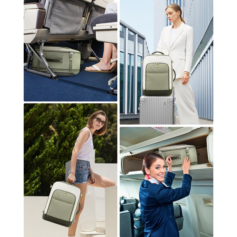 LOVEVOOK Women's Hand Luggage Backpack Large 40L, Light Green Beige