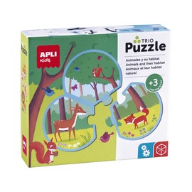 Apli Europe 18821 APLI Kids 18821 Puzzle Trio Animals and Their Habitat Contains 8 Puzzles of 3, 24 Pieces, Diameter 9 cm