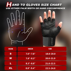 RYMNT Workout Gloves with Weight Lifting Wrist Wrap,Vented Cushioned Palm & Extra Grip for Men Women Gym,Weightlifting,Fitness Training,Fitness,Exercise,WODs,Pullups.MN Black-XLarge