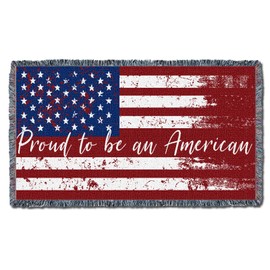 United States - Proud to Be an American Flag Blanket - Gift Tapestry Throw for Back of Couch or Sofa - Woven from Cotton - Made in The USA (61x36)