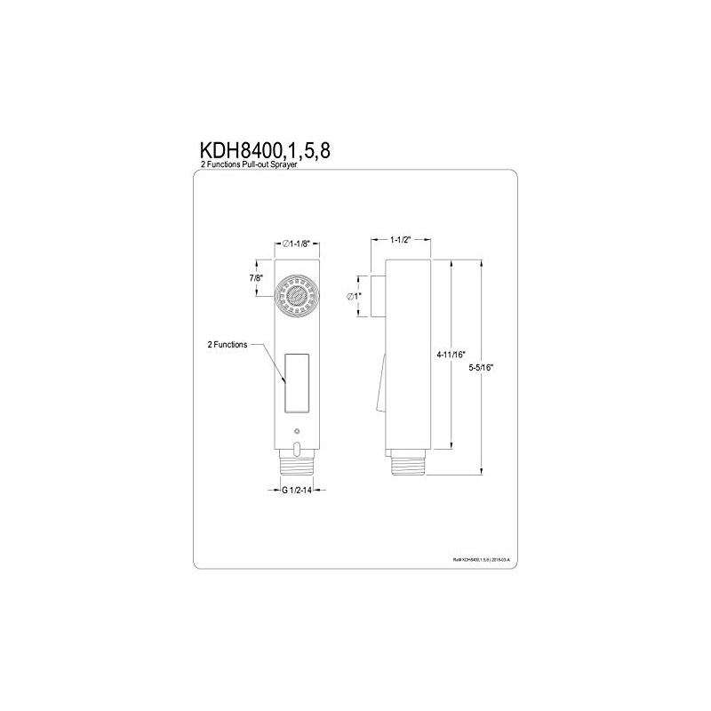 Kingston Brass KDH8400 2 Functions Pull-Out Sprayer, Matte Black