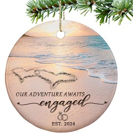 Engagement Gifts for Couples - First Christmas Engaged Ornament 2024, Unique Wedding Bridal Shower Married Gifts Engaged Keepsake Her Women Friends Bride to be Newlyweds, Christmas Ceramic Ornament