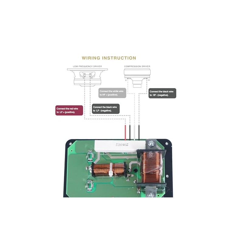 Sound Town 2-Way Treble/Bass 500W Replacement Frequency Divider, Crossover Filter
