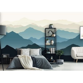 Coloritto Blue Mountains Peel and Stick Wallpaper | Removable Mountain Landscape Mural | Self Adhesive Wallpaper (1 roll 24" W x 48" H)