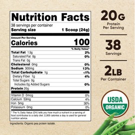 Nutricost Organic Pea Protein Isolate Powder (2LBS) - Unflavored, Certified USDA Organic, Protein from Plants, Vegetarian Friendly, Gluten Free, Non-GMO