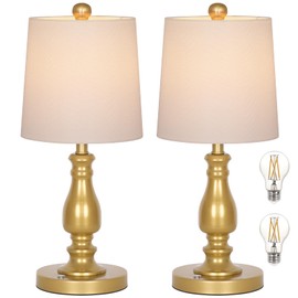 Dott Arts Cordless lamp Table Lamps Set of 2, Battery Powered Rechargeable lamp 3-Way Dimmable Modern Nightstand Lamp Sets Bedside Touch Desk Lamp for Bedroom Living Room, LED Bulbs Included(Gold)