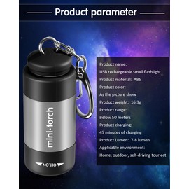 Mudder 12 Pieces Mini Keychain Flashlight Bulk Plastic Small Handheld LED USB Rechargeable Waterproof Flashlight Pocket Tiny Torch for Emergency Camping Hiking Favor(White Light in Gray)