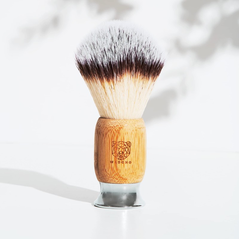 WLDOHO Vegan Shaving Brush with Bamboo Wooden Handle for Safety