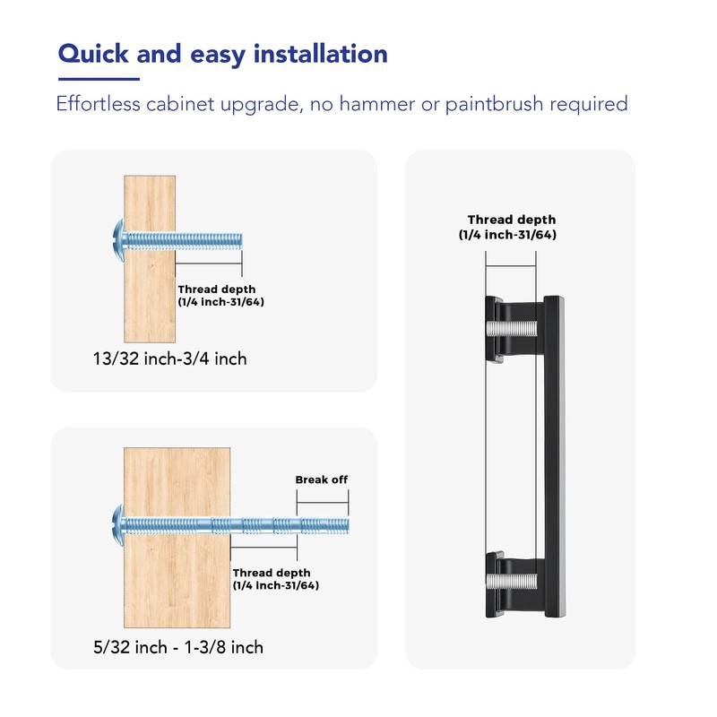 Ravinte Hardware 20 Pack 3-3/4 Inch (96mm) Matte Black Cabinet