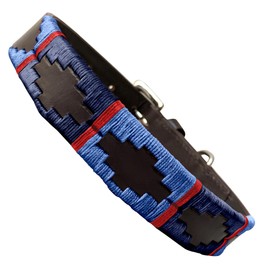 Carlos Diaz Genuine Leather Waxed Embroidered Polo Dog Collar M