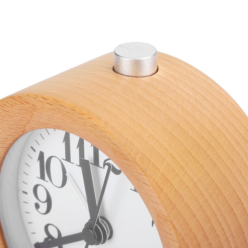 Beech Wooden Mute Silent Alarm Clock No Ticking for Home
