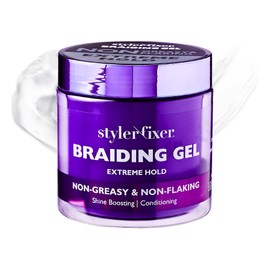 Red by Kiss Styler Fixer Braiding Gel Enhanced – Extra Firm Hold, Anti-Flaking, High Shine, Infused with Advanced Botanicals for Strong, Nourished Hair – Strawberry Acai Scent (16oz)