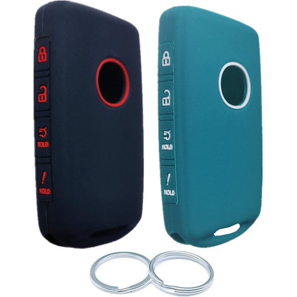 RUNZUIE 2Pcs 4 Buttons Silicone Smart Remote Key Fob for