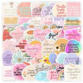Small Cute Inspirational Stickers - 50PCS Motivational Stickers with Vibrant Colorsfor Students, Girls, DIY Craft Enthusiasts, Positive Quotes for Journal, Laptop, Phone, Water Bottle Decoration