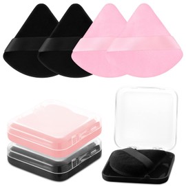 Ruzister Powder Puff with 2 Travel Cases, Triangle Makeup Puff for Loose Powder, Body Powder Adjustment, Powder Puff for Face Powder, Beauty Makeup Tool