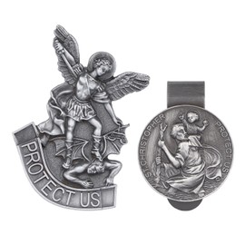 Pietism St. Christopher Car Visor Jesus Visor Religious Medallion, Saint Michael Car Visor Clip