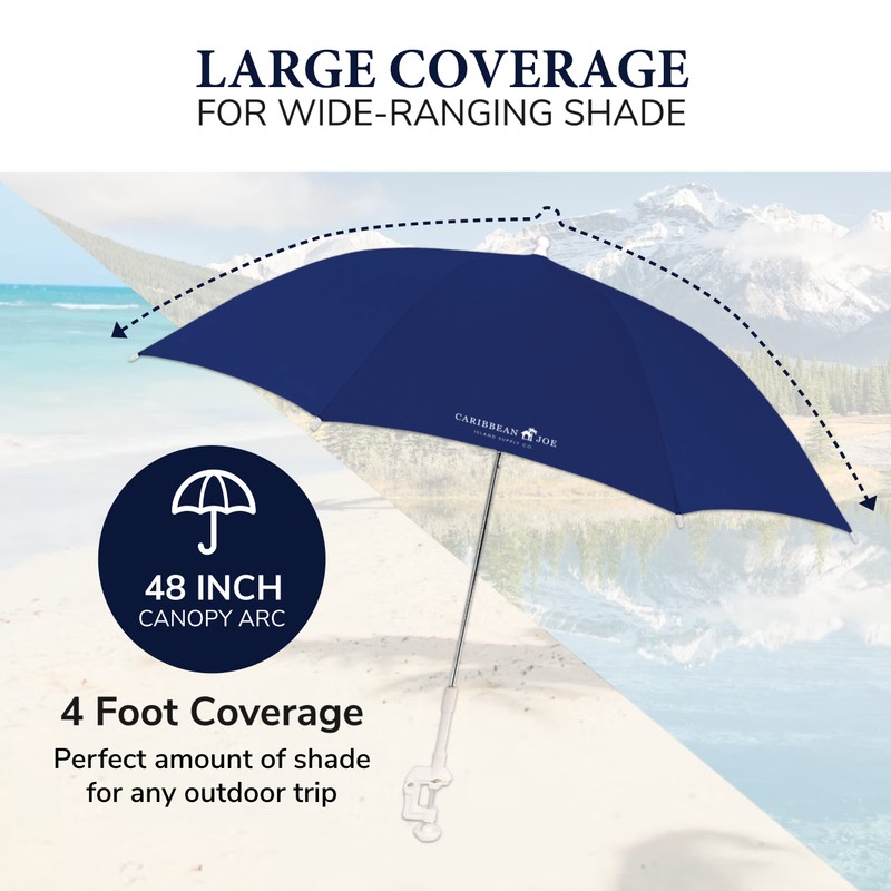 Caribbean Joe Clamp On Umbrella for Beach Chair, Adjustable and