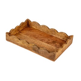 Creative Co-Op Mango Wood Scalloped Tray, Natural