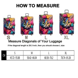 FANSU Suitcase Protective Cover, Animal Print, Elastic Travel Suitcase Protective Cover with Zip, Washable Luggage Cover - 18 to 32 Inch Suitcase, cat