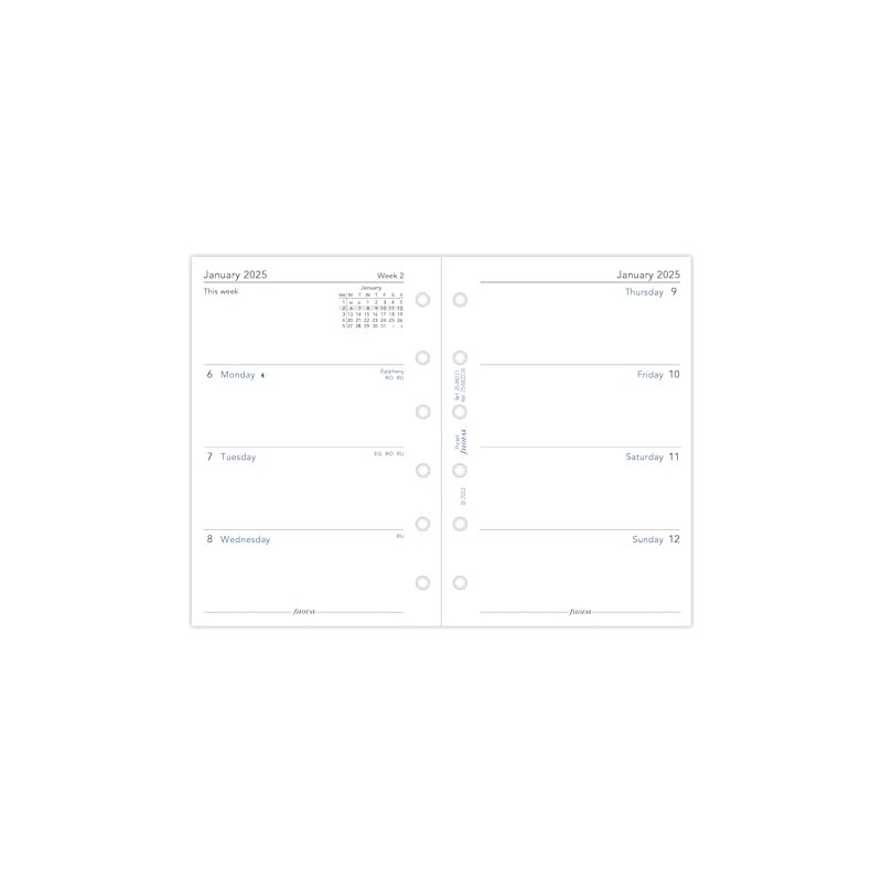 Pocket Week on two pages English 2025