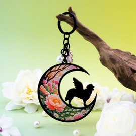 VIESUJI Dog Memorial Gifts for Loss of Dog Angel on Moon Sympathy Gift Bereavement Condolences Gift for Loss Dogs Bereavement Gifts Dogs Keychain