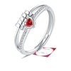 Birthstone Jewellery for Women, Adjustable January Birthstone Cubic Zirconia Ring, Sterling Silver Plated Fidget Gifts, Red Anxiety Heart Rings for Daughter Birthday Christmas