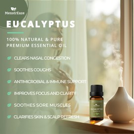 Eucalyptus Essential Oil – 100% Pure & Natural, Therapeutic Grade – for Diffuser, Skin, Hair, Humidifier, Candle Making & Aromatherapy – Steam Distilled – 10 ml (0.33 fl oz)
