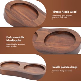 Salt and Pepper Tray, 1Pack Wooden Salt and Pepper Grinder Tray Salt and Pepper Shakers Holder Salt and Pepper Grinder Set Base for Electric Manual Pepper Grinder (Only Base, IDΦ5.8CM)