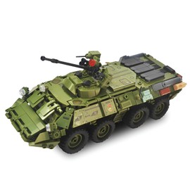 Fuleying Military Building Blocks Kit, 1: 35 BTR-80AS Infantry Combat Vehicle Clamping Blocks, 619 Pieces Army Armoured Tank Model Toy for Adults Children Aged 8+