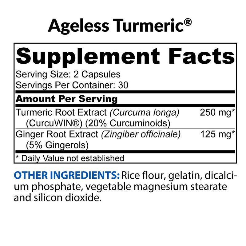 BioTrust Ageless Turmeric Supplement - CurcuWIN Turmeric Curcumin with Ginger