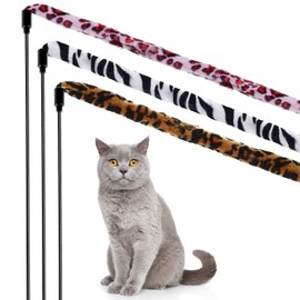 3 Pieces Jungle Cat Wand Cat Teaser Charmer Interactive Cat Toys Wand Fun Cat Kitten Kitty Playing Toy, 3 Styles
