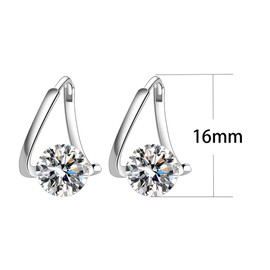 925 Sterling Silver Hoop Earrings for Women | Small Zircon Inlay Hoops Stud Earring Fashion Jewelry Gift (irregular-white)