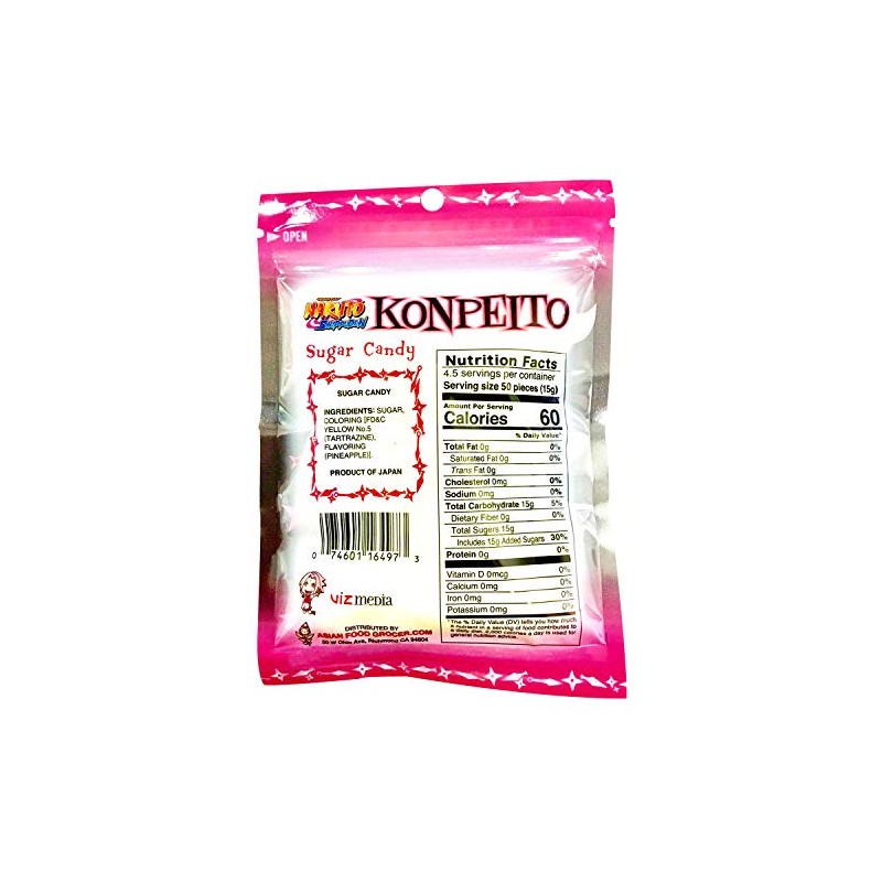 Naruto Shippudem Konpeito Japanese Sugar Candy 2.46oz /70g (Pineapple, 3