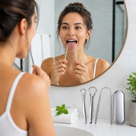 Stainless Steel Tongue Scraper for Daily Oral Care – Spoon-Shaped Tongue Cleaner for Removing Coating & Freshening Your Routine