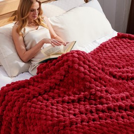 Whale Flotilla Double Size Blanket for Bed with Expanded 3D-Jacquard Pattern, Fuzzy Soft Cozy Exquisite Blankets or All Season, Warm and Fluffy, 150X200 CM, Red