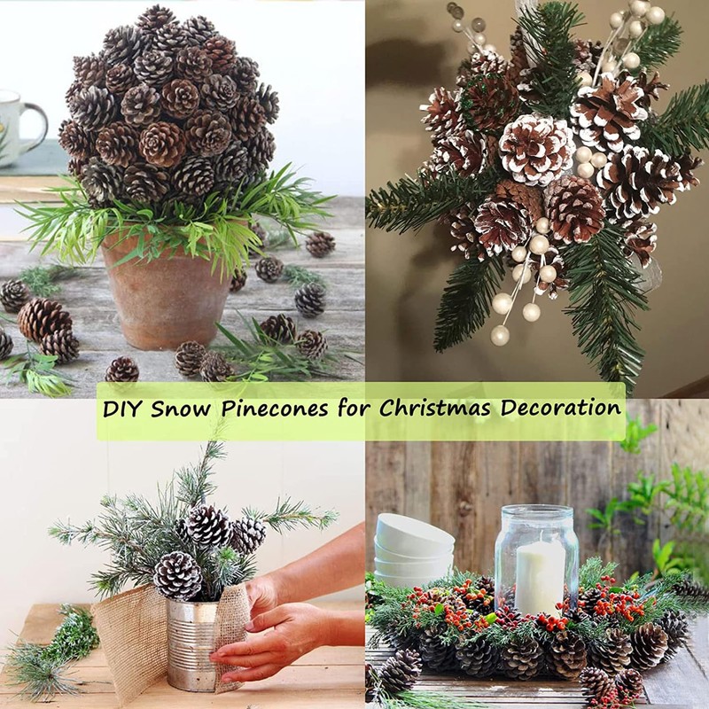 Pine Cone Christmas Tree Decorations, POTWPOT 20Pcs Snow Pine Cones