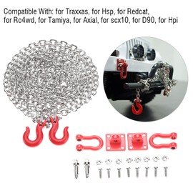 Joyzan RC Tow Hook Set, Metal Trailer Chain Remote Control Car Model U Shaped Rescue Assemble Parts Mini Hitch 1:10 Scale Rope Universal Accessories Simulation Link Climbing Crawler Trucks Vehicle