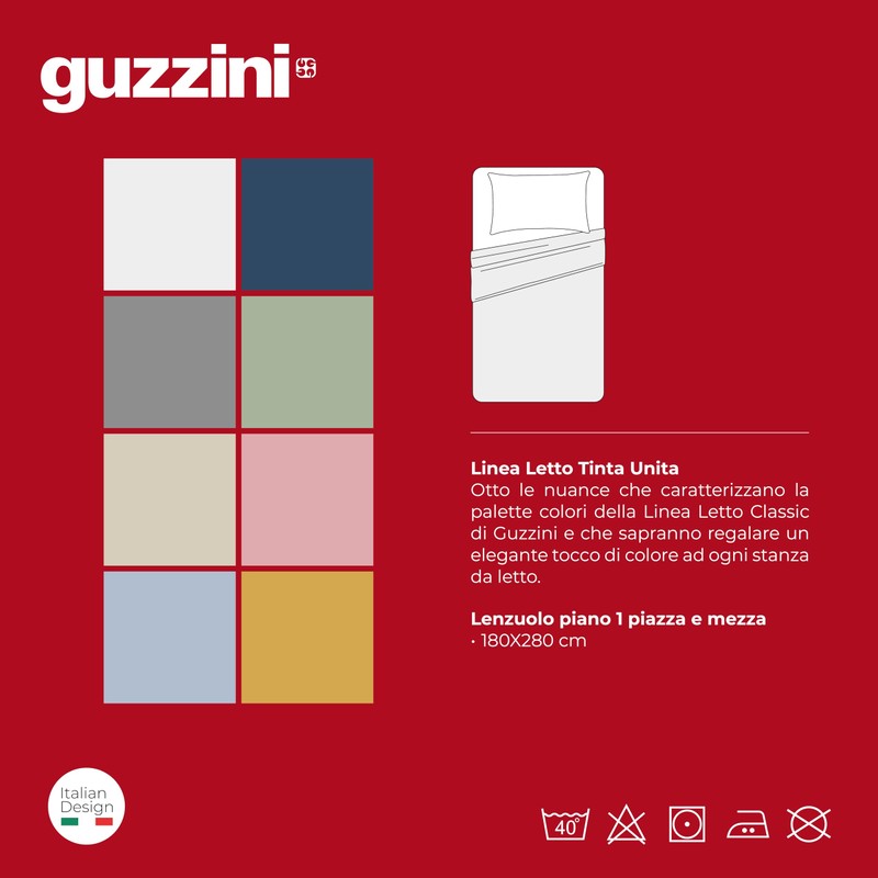 GUZZINI Classic - Lenzuola Una Piazza e Mezza Cotone 180x280