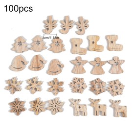 Pack of 100 Wooden Christmas Tree Pendants, Small Pendants, Wooden Decoration for Christmas, Wooden Pendants, Mini Wooden Decoration, Christmas Tree Pendants, for Christmas Gifts, DIY Crafts Gift Box