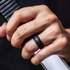 ThunderFit Silicone Wedding Rings for Men, Rubber Engagement Bands 8.7mm Wide 2mm Thick - 1/3/4/5/7 Variety Multipack (Black, Gray, Light Gray, 12.5-13 (22.2mm))